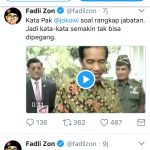 Twitter Fadli Zon ke Jokowi Soal Menteri Rangkap Jabatan