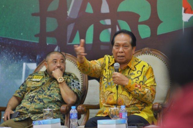 Ketua Badan URT Anto Sihombing dalam diskusi “Tertembak berkali-kali, Gedung DPR masih aman” bersama anggota Komisi III DPR Aboebakar Al Habsyi