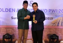 Sukses di Asian Games, Erick Thohir Terima Penghargaan Golden Award SIWO PWI
