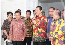 JK Pastikan Hadir Saat Pelantikan Ma’ruf Amin Sebagai Wapres ke-13 Jusuf Kalla bersmaa Bambang Soesatyo dan Pimpinan MPR Saat Jumpa Pers