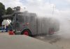 Gunakan Water Cannon, Tebing Tinggi Dihujani Semprotan Disinfektan