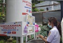 Cegah Covid-19, Pertamina Beri Bantuan Tandon Air Cuci Tangan