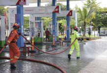 Pertamina Galakkan Penyemprotan Disinfektan di SPBU