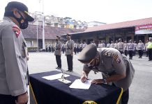 Kapolres Tebing Tinggi Pimpin Sertijab Tiga Perwira