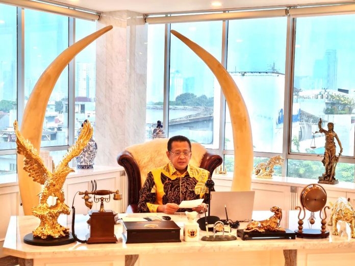 Bambang Soesatyo Saat Memimpin Rapim MPR membahas PPHN 2021